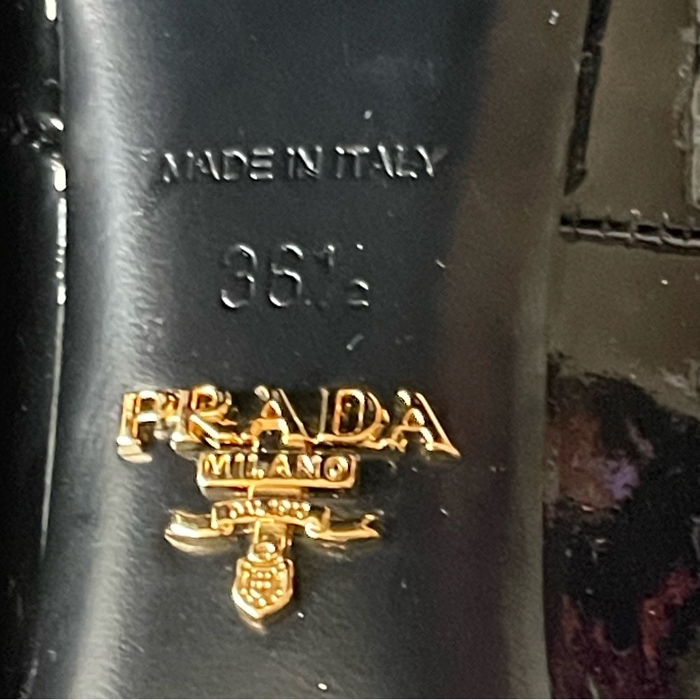 PRADA Square Toe Ankle Boots in Black Patent size 6.5 - Picture 11 of 13
